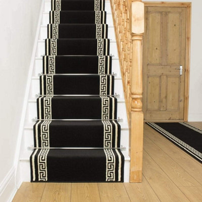 runrug Stair Carpet Runner - Stain Resistant - 660cm x 70cm - Key, Black