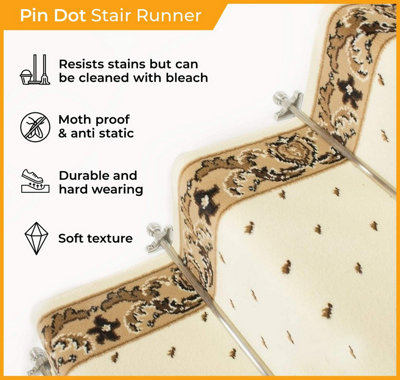runrug Stair Carpet Runner - Stain Resistant - 660cm x 70cm - Pin, Red