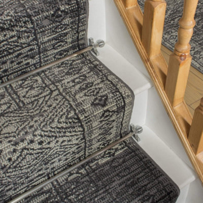 runrug Stair Carpet Runner - Stain Resistant - 660cm x 80cm - Afrikans, Grey