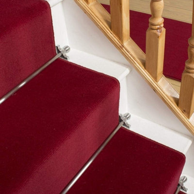 runrug Stair Carpet Runner - Stain Resistant - 690cm x 70cm - Plain, Red