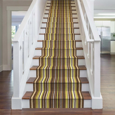 runrug Stair Carpet Runner - Stain Resistant - 720cm x 60cm - Strike, Green