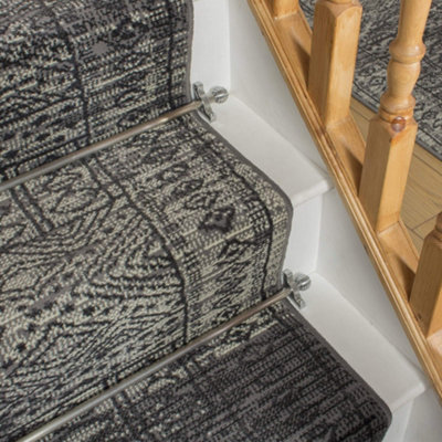 runrug Stair Carpet Runner - Stain Resistant - 720cm x 70cm - Afrikans, Grey