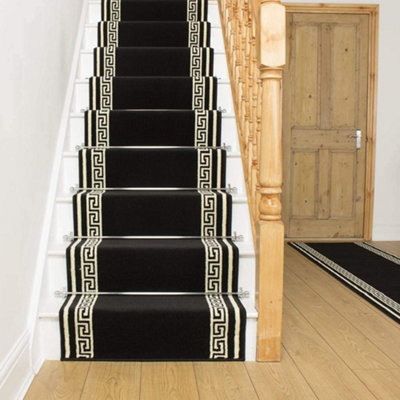 runrug Stair Carpet Runner - Stain Resistant - 750cm x 70cm - Key, Black