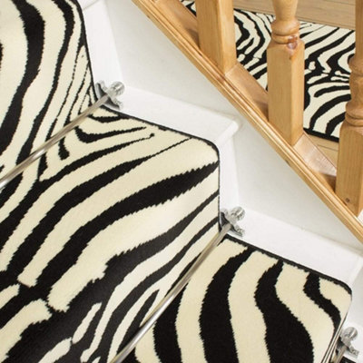 runrug Stair Carpet Runner - Stain Resistant - 780cm x 70cm - Zebra, Print