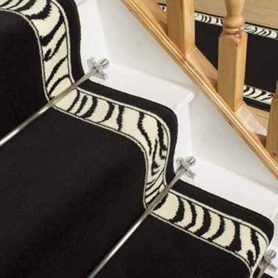 runrug Stair Carpet Runner - Stain Resistant - 810cm x 70cm - Zebra, Border