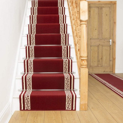 runrug Stair Carpet Runner - Stain Resistant - 840cm x 60cm - Key, Red