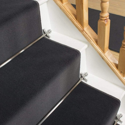 runrug Stair Carpet Runner - Stain Resistant - 870cm x 70cm - Plain, Dark Grey