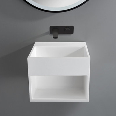 Rupit Matt Cloakroom Wall Hung Stone Vanity Unit 325mm | DIY at B&Q