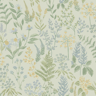 Rural Paradise Floral Sprig Wallpaper Blue Holden 13662