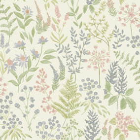 Rural Paradise Floral Sprig Wallpaper Pink/Cream Holden 13661