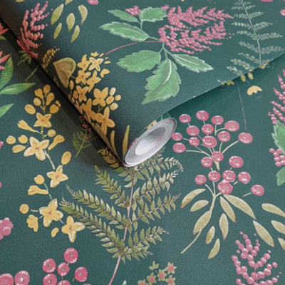 Papel Pintado Ramas Con Flores Amarillas