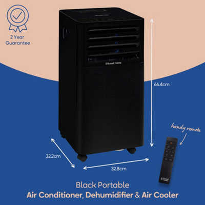 Russell Hobbs Air Conditioner 7000 BTU Dehumidifier & Air Cooler Black Portable Unit RHPAC3001B
