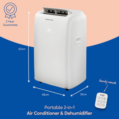Russell Hobbs Air Conditioner and Dehumidifier 2 in 1 Portable 9000 BTU White RHPAC4002