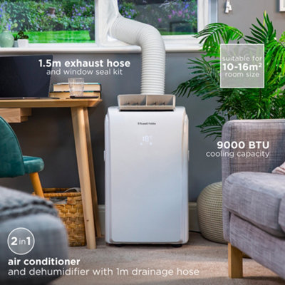Russell Hobbs Air Conditioner and Dehumidifier 2 in 1 Portable 9000 BTU White RHPAC4002