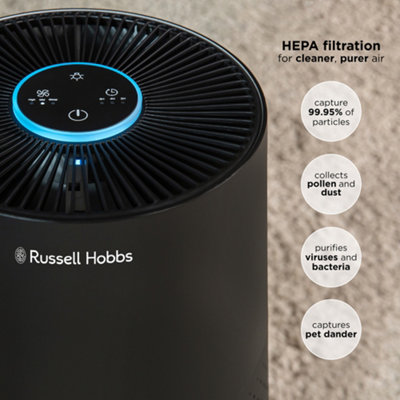 Russell Hobbs Air Purifier Anti-Allergy Ozone Free Clean Air Pro in Black RHAP2001B