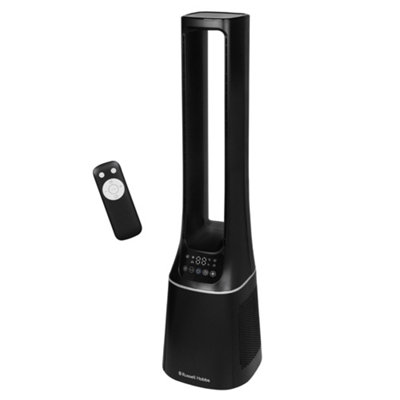 Russell Hobbs Bladeless Tower Fan Black Remote Control 107cm 22W Quiet ...