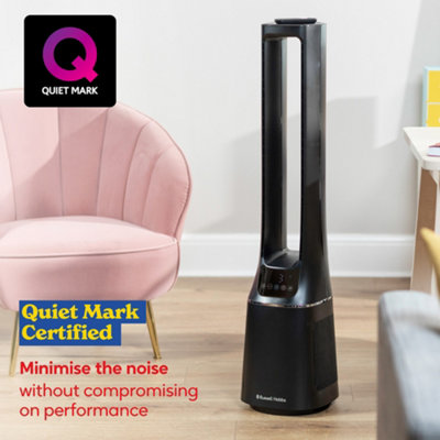 Russell Hobbs Bladeless Tower Fan Black Remote Control 107cm 22W Quiet ...