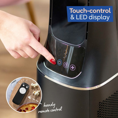 Russell Hobbs Bladeless Tower Fan Black Remote Control 107cm 22W Quiet ...