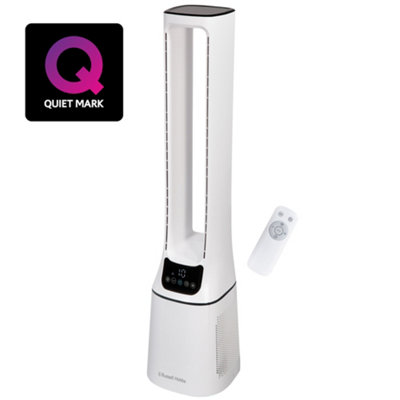 Russell Hobbs Bladeless Tower Fan Remote Control 105cm 22W Quiet and Ionised Air Filter RHBLDL12