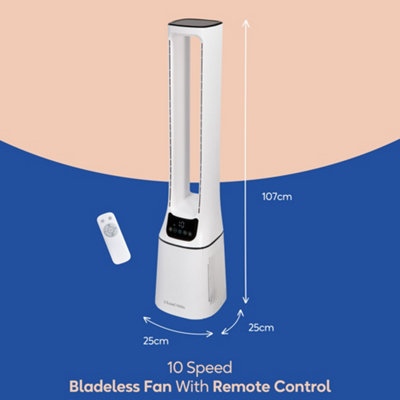 Russell Hobbs Bladeless Tower Fan Remote Control 105cm 22W Quiet and Ionised Air Filter RHBLDL12