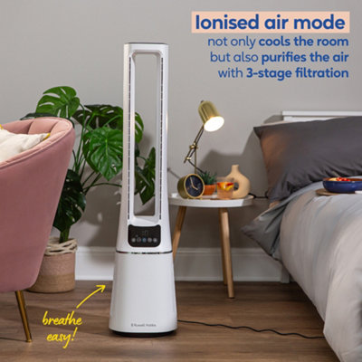 Russell Hobbs Bladeless Tower Fan Remote Control 105cm 22W Quiet and Ionised Air Filter RHBLDL12 - 9