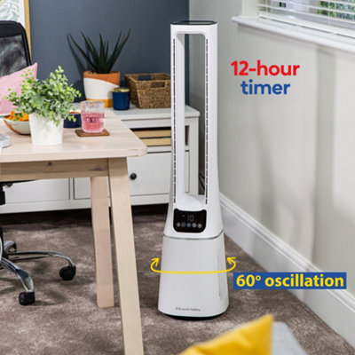 Russell Hobbs Bladeless Tower Fan Remote Control 107cm 22W Quiet and ...