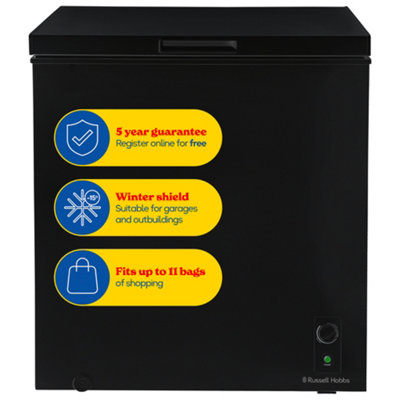 Russell Hobbs Chest Freezer 198L Freestanding Black with 5 Year