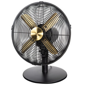 Russell Hobbs Desk Fan Electric Cooling Brushed Gold & Black 3 Speed RHMDF1201BG