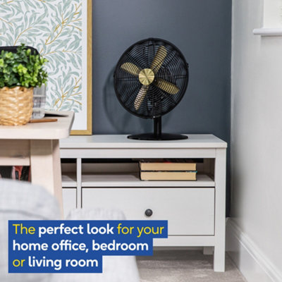 Russell Hobbs Desk Fan Electric Cooling Brushed Gold & Black 3 Speed RHMDF1201BG - 4