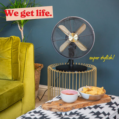Russell Hobbs Desk Fan Electric Cooling Brushed Gold & Black 3 Speed RHMDF1201BG - 8