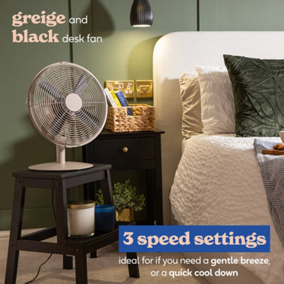 Russell Hobbs Desk Fan Electric Cooling in Greige 3 Speed Settings RHMDF1201GR - 3
