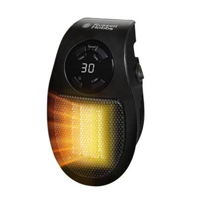 Russell Hobbs Electric Ceramic Heater Plug In 500W Black RHPH2001B | DIY at  Bu0026Q