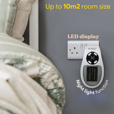 Russell Hobbs Electric Ceramic Heater Plug In 500W White RHPH2001