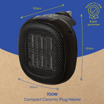 Russell Hobbs Electric Ceramic Heater Plug In 700W Black RHPH7001 | DIY at  Bu0026Q