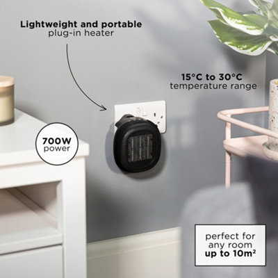Russell Hobbs Electric Ceramic Heater Plug In 700W Black RHPH7001 - 3