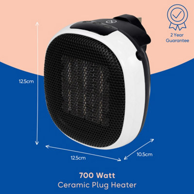 Russell Hobbs Electric Ceramic Heater Plug In 700W White RHPH7001W