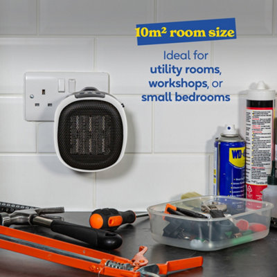 Russell Hobbs Electric Ceramic Heater Plug In 700W White RHPH7001W | DIY at  Bu0026Q