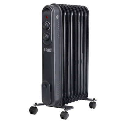 Russell Hobbs Electric Heater 2000W Grey 9 Fin Oil Filled Radiator with 2 Year Guarantee RHOFR9004A