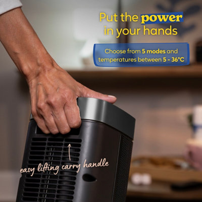 Russell Hobbs Termoconvettore elettrico 2000W/2KW con timer, 3 impostazioni di calore, protezione dal surriscaldamento, termostato regolabile, Nero