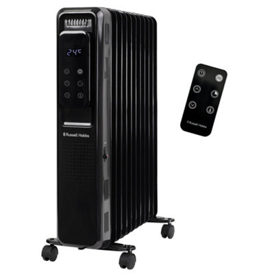 Russell Hobbs Electric Heater 2500W Black Digital 11 Fin Oil