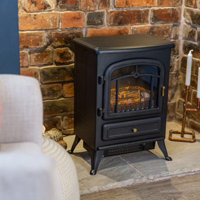 Russell Hobbs Electric Stove Fire 1850W Freestanding Black Electric Heater RHEFSTV1002B