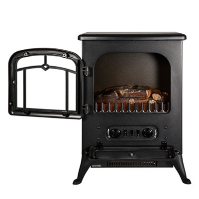 Russell Hobbs Electric Stove Fire 1850W Freestanding Black Electric Heater RHEFSTV1002B