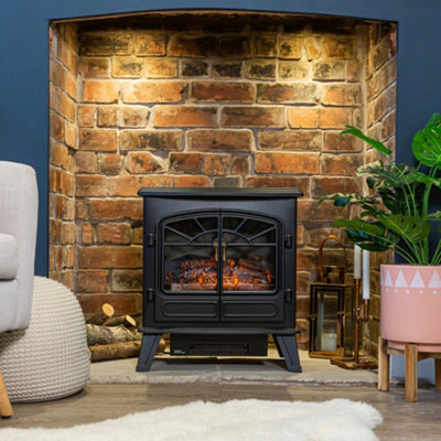 Russell Hobbs Electric Stove Fire 1850W Freestanding Black Electric Heater RHEFSTV2003B - 4