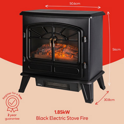Russell Hobbs Electric Stove Fire 1850W Freestanding Black Electric Heater RHEFSTV2003B - 8