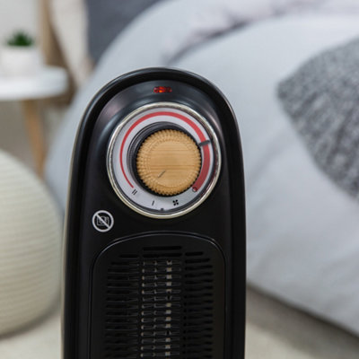 Russell Hobbs Electric Tower Heater 2000W Retro Black with Scandi Wood  Effect RHRETFH1002WDB | DIY at Bu0026Q
