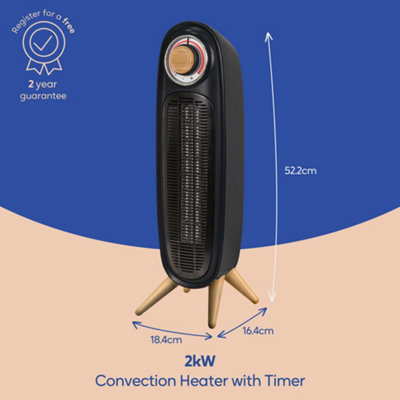 Russell Hobbs Electric Tower Heater 2000W Retro Black with Scandi Wood Effect RHRETFH1002WDB - 8
