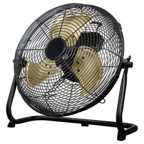Russell Hobbs Floor & Ground Fan 12 Inch High Velocity Brushed Black and Gold 3 Speed RHGF1221BG