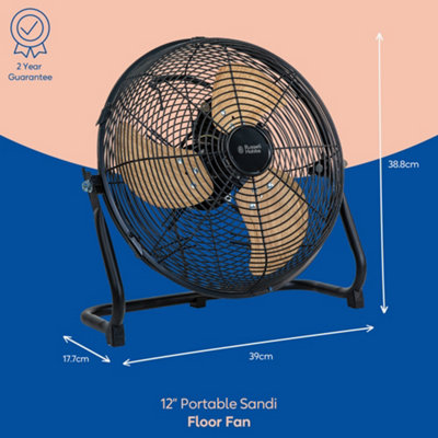 Russell Hobbs Ground Floor Fan 12 inch Black Scandi RHGF1221WDB