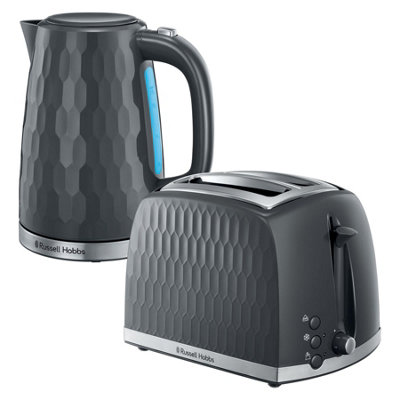 Russell Hobbs Honeycomb 2 Slice Toaster & Kettle Set, Grey