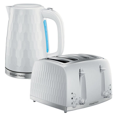 Russell Hobbs 4 Slice Toaster & Kettle Set, White DIY at B&Q
